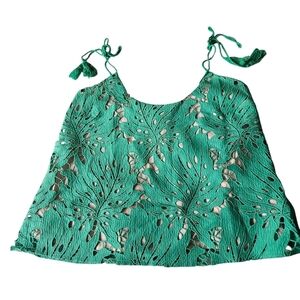 Judith March Green Crochet Lace Sleeveless Crop Tank Top